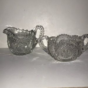 Vintage pressed glass cream and sugar